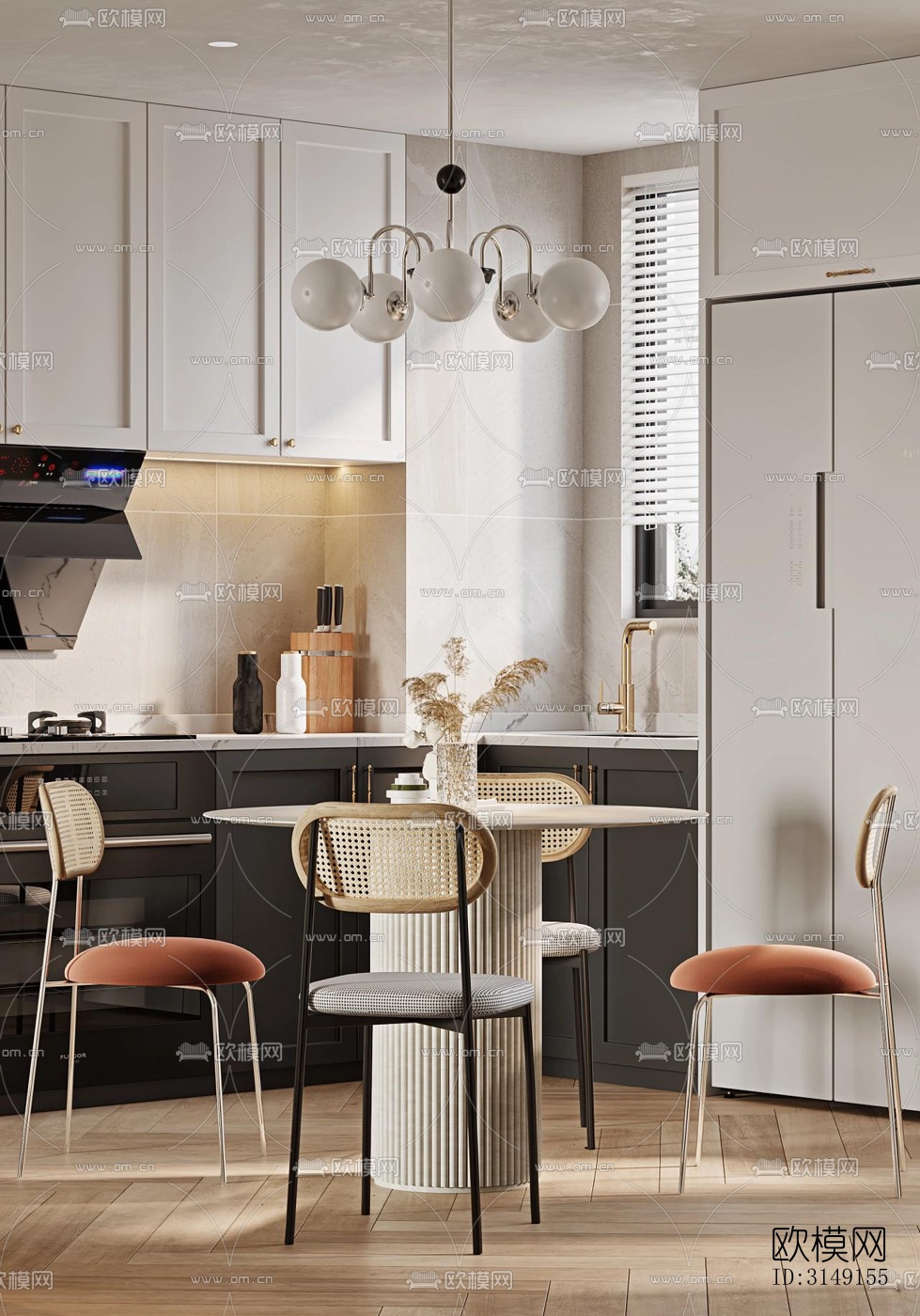 法式平层效果图下载（渲染图4）