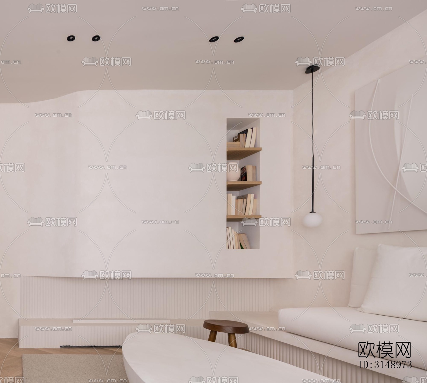 奶油风平层效果图下载（渲染图4）