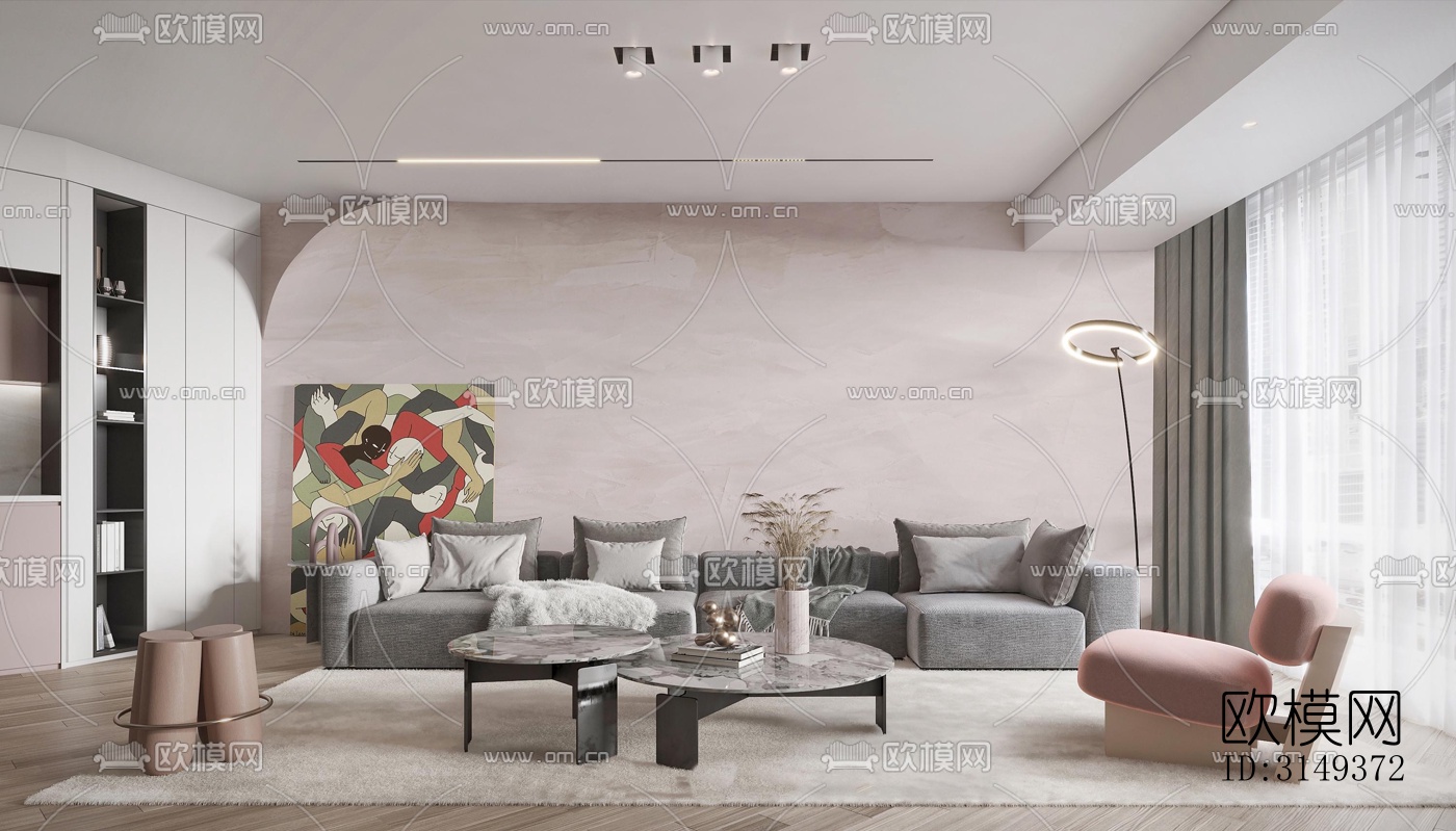 现代平层效果图下载（渲染图12）