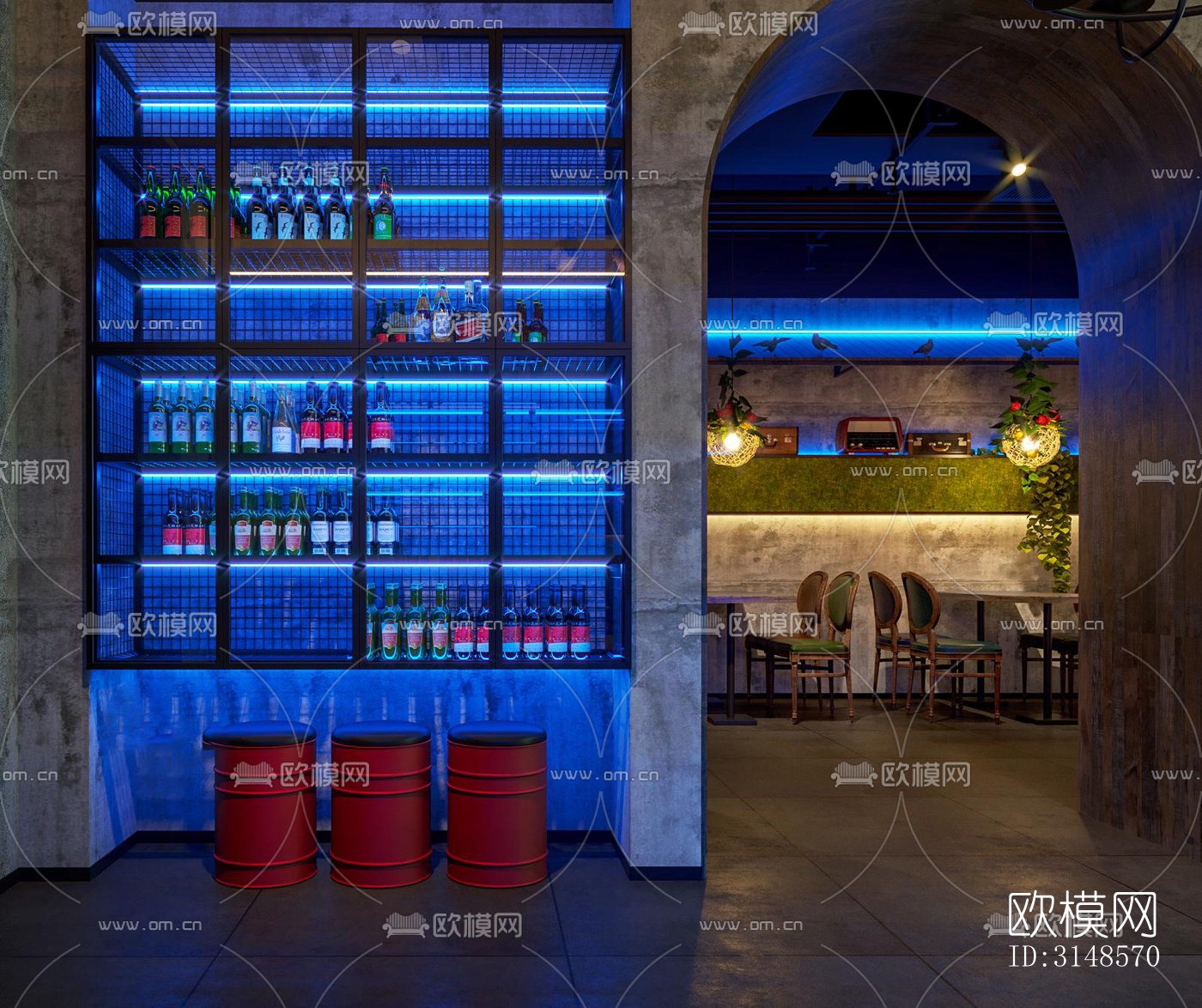 工业风酒吧效果图下载（渲染图1）