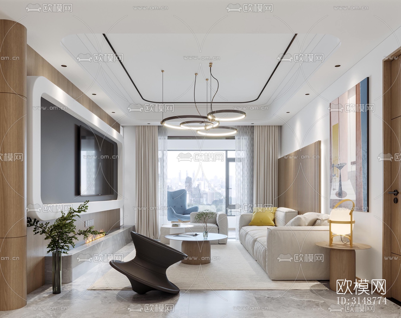 侘寂平层效果图下载（渲染图7）