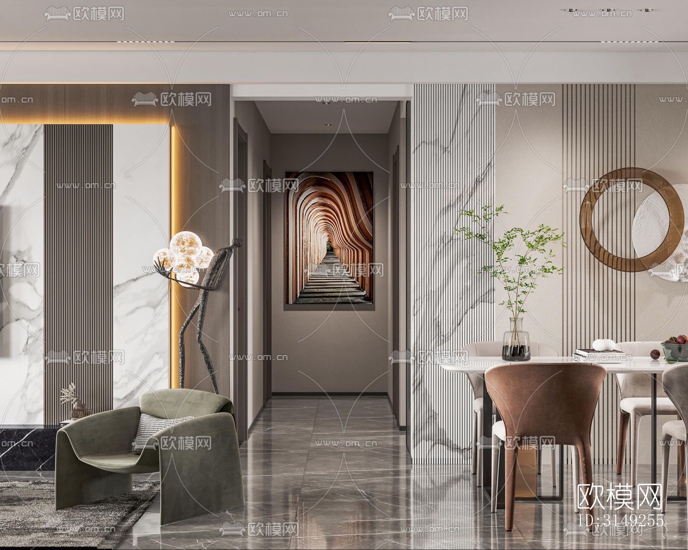 现代平层效果图下载（渲染图4）