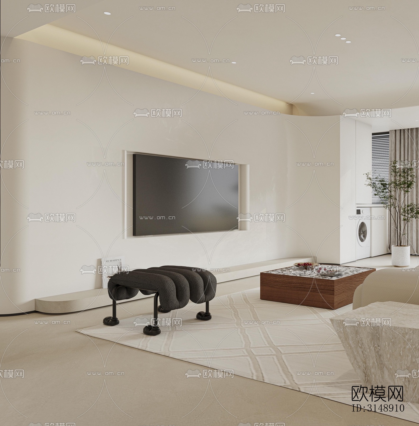 奶油风平层效果图下载（渲染图13）