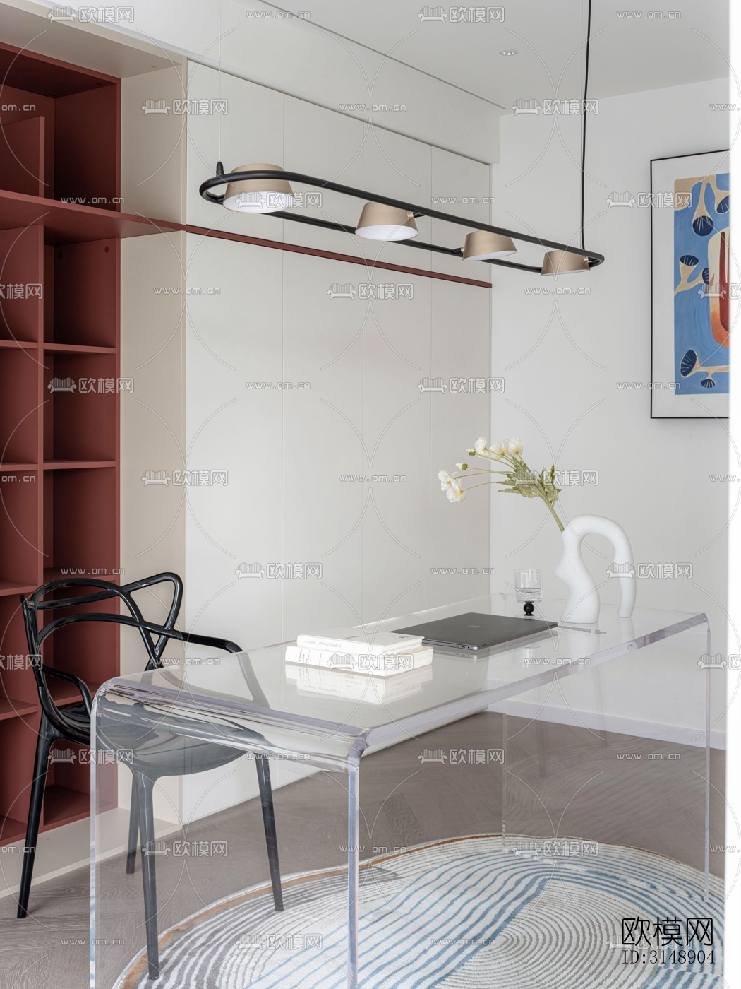 奶油风平层效果图下载（渲染图16）