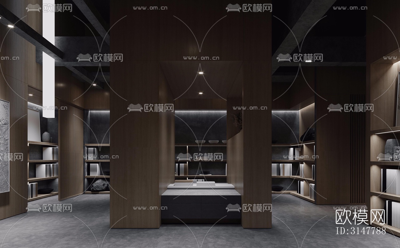 高级灰图书馆效果图下载（渲染图10）