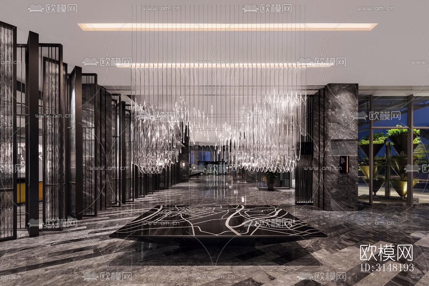 高级灰酒店民宿效果图下载（渲染图8）