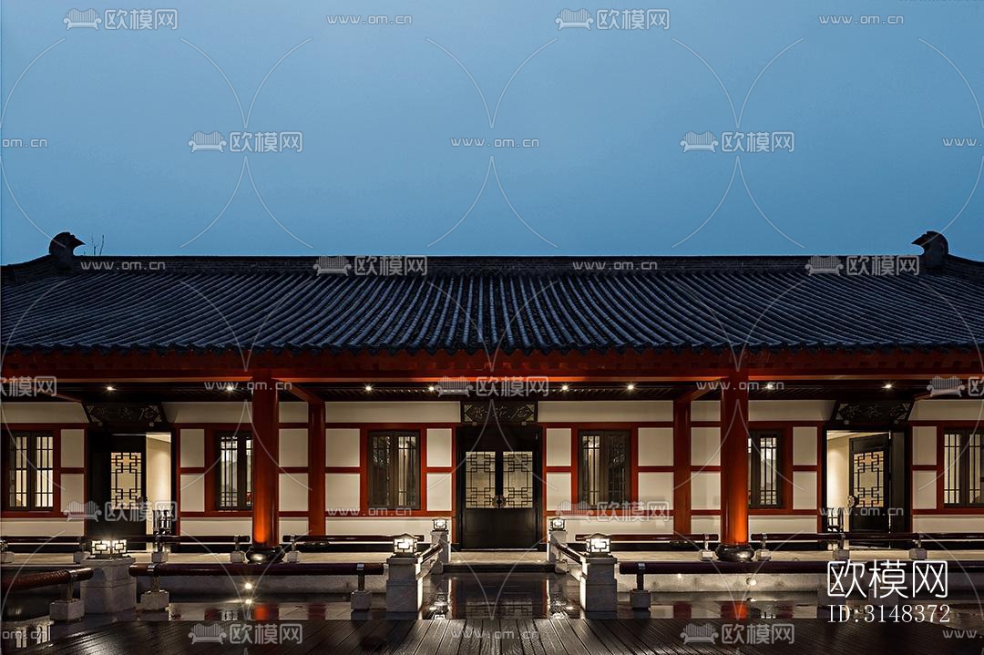 中式养生会所效果图下载（渲染图1）