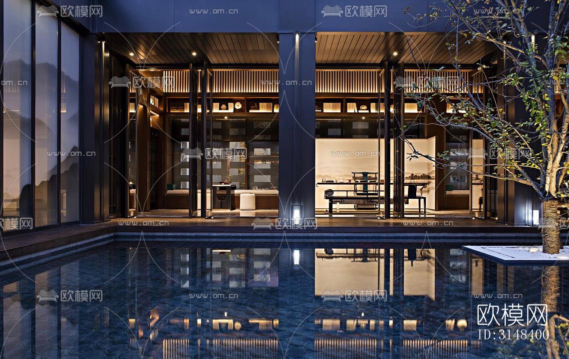 新中式养生会所效果图下载（渲染图11）