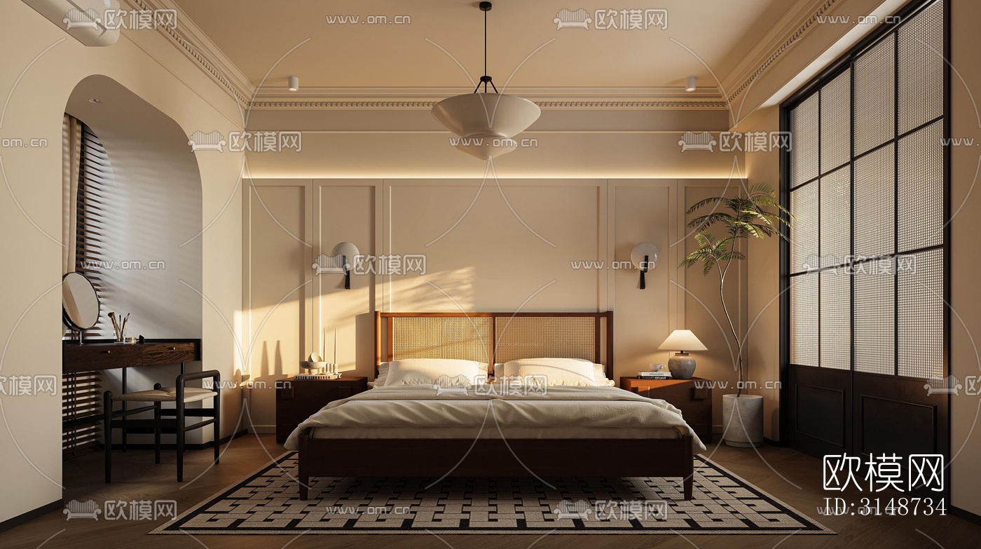 中古风平层效果图下载（渲染图3）