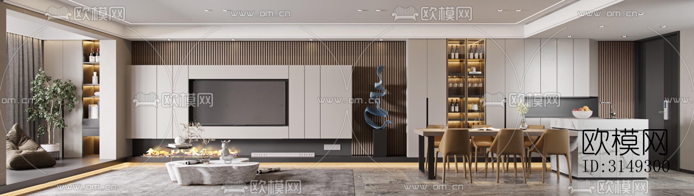 现代平层效果图下载（渲染图17）