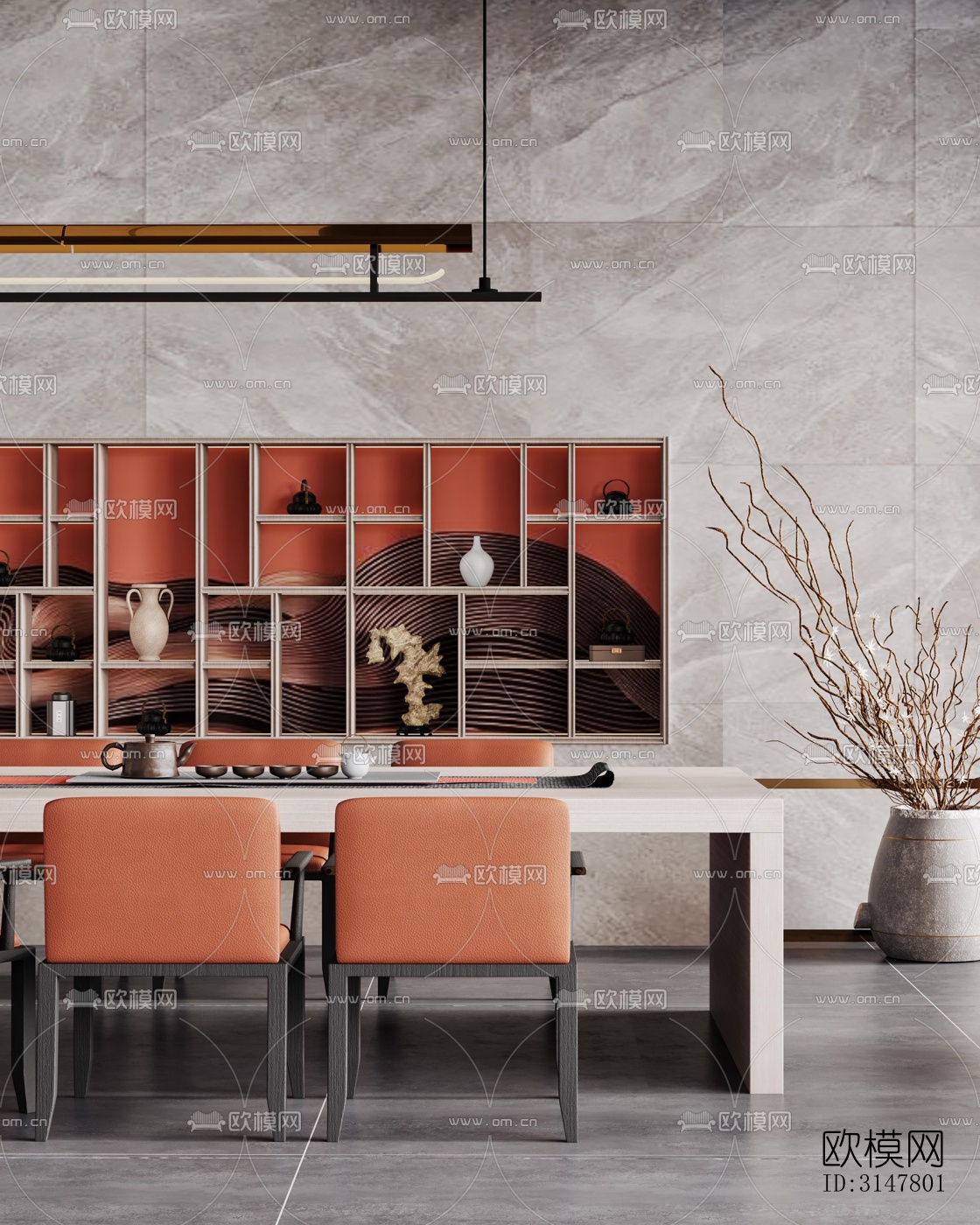 新中式售楼处效果图下载（渲染图4）