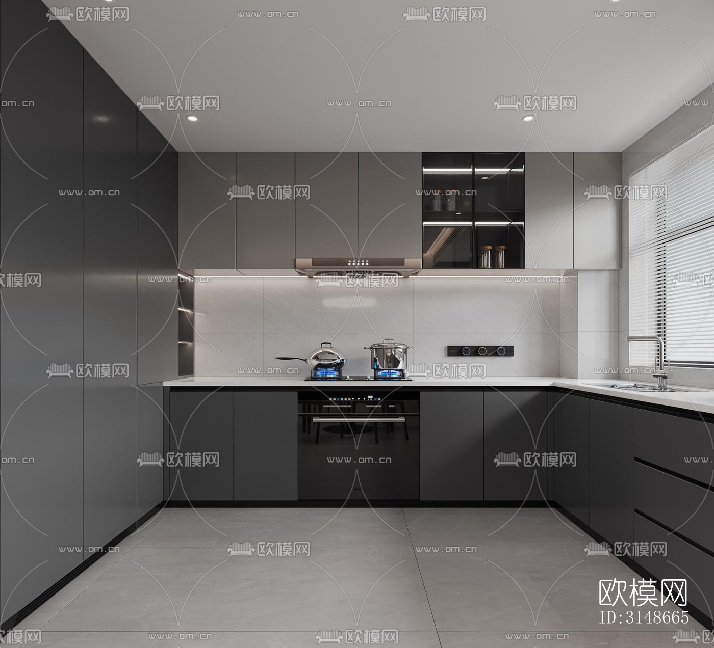 现代大平层效果图下载（渲染图7）