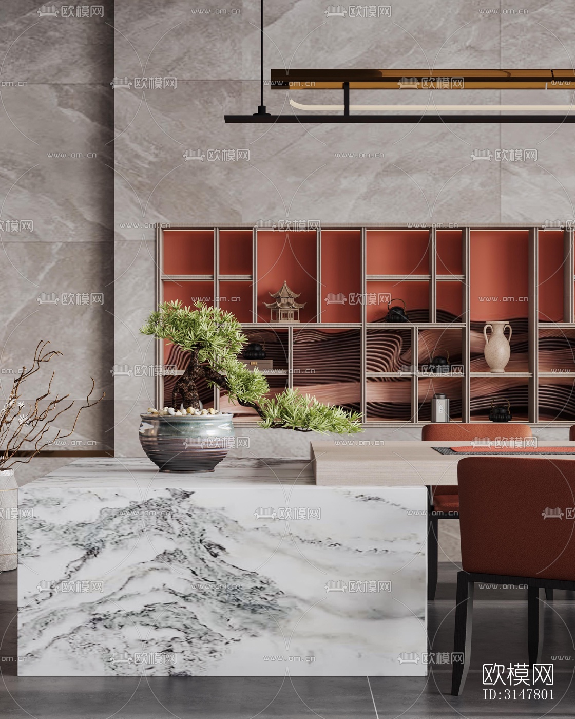 新中式售楼处效果图下载（渲染图3）