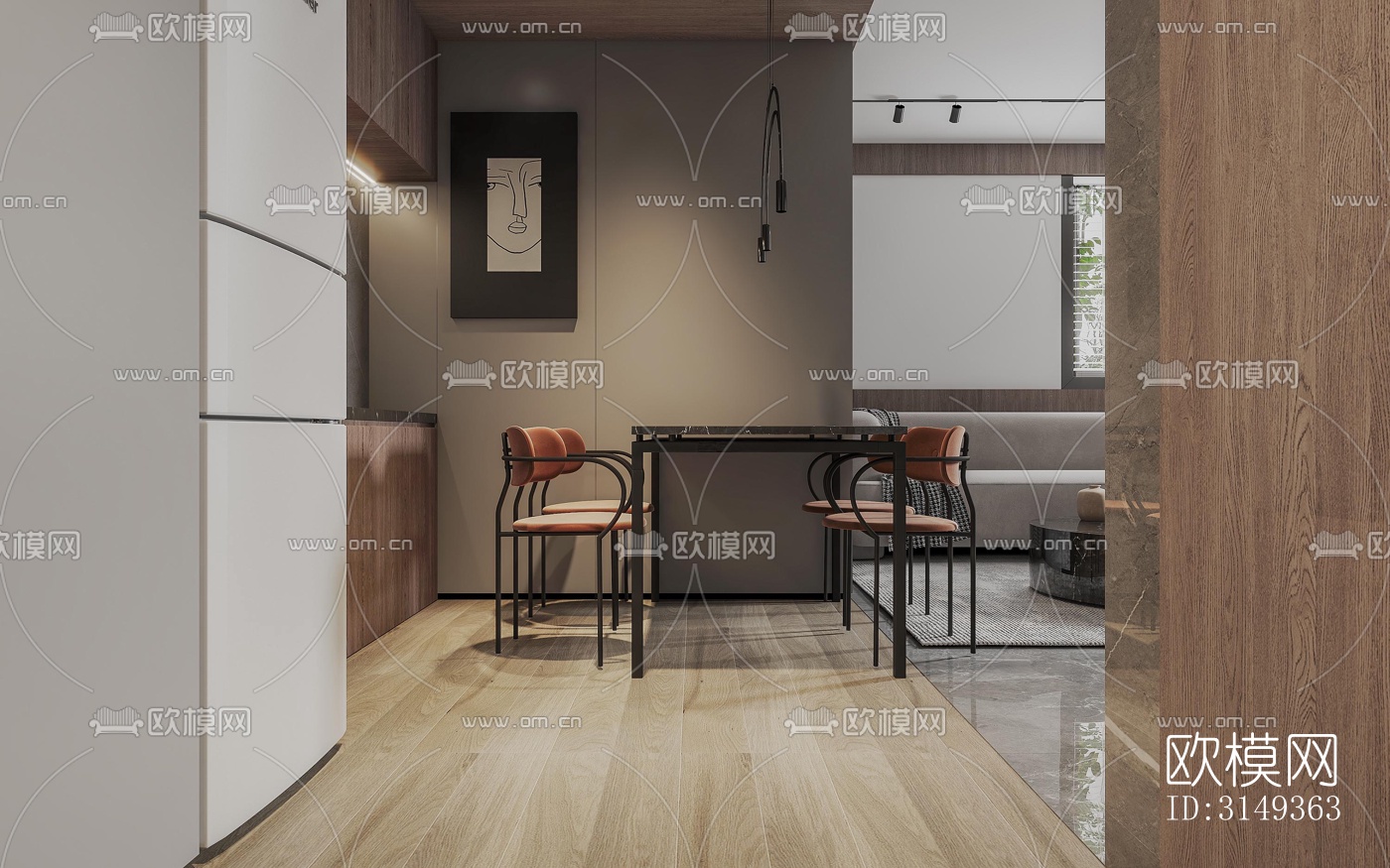 现代平层效果图下载（渲染图3）