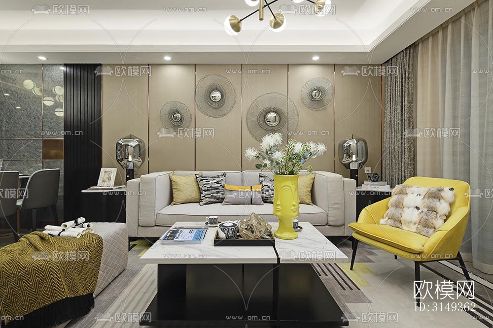 现代平层效果图下载（渲染图3）