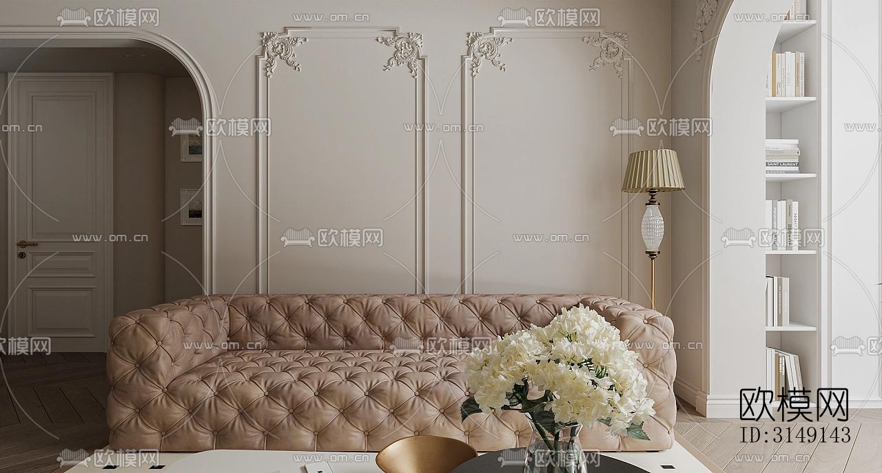 法式平层效果图下载（渲染图12）