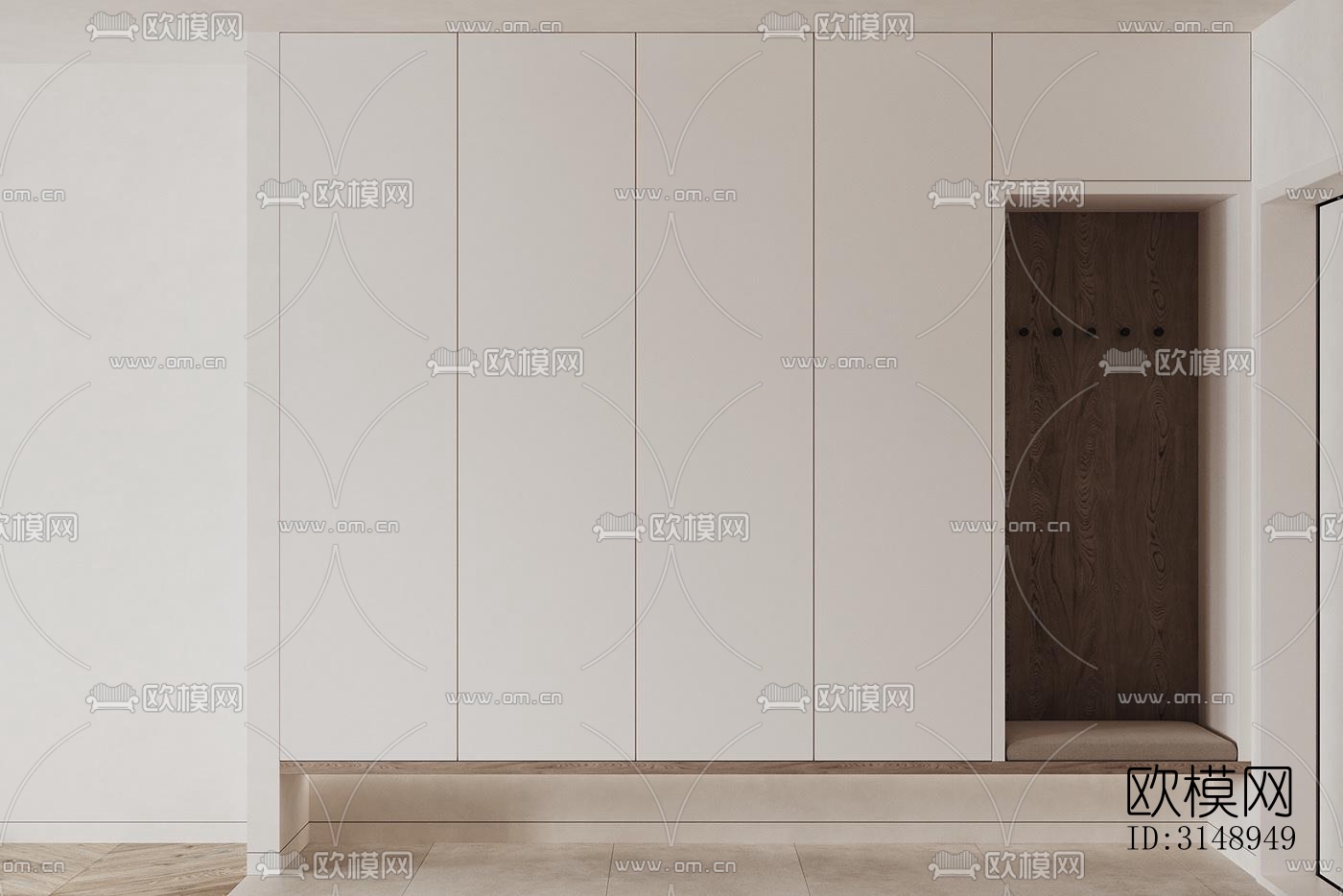 奶油风平层效果图下载（渲染图9）