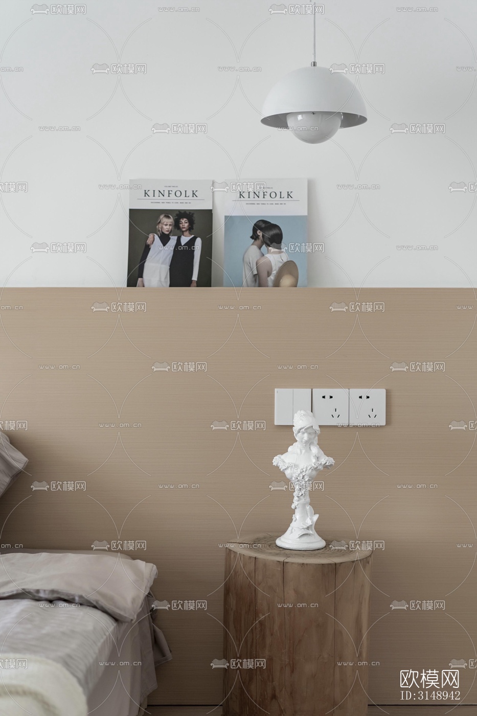 奶油风平层效果图下载（渲染图15）