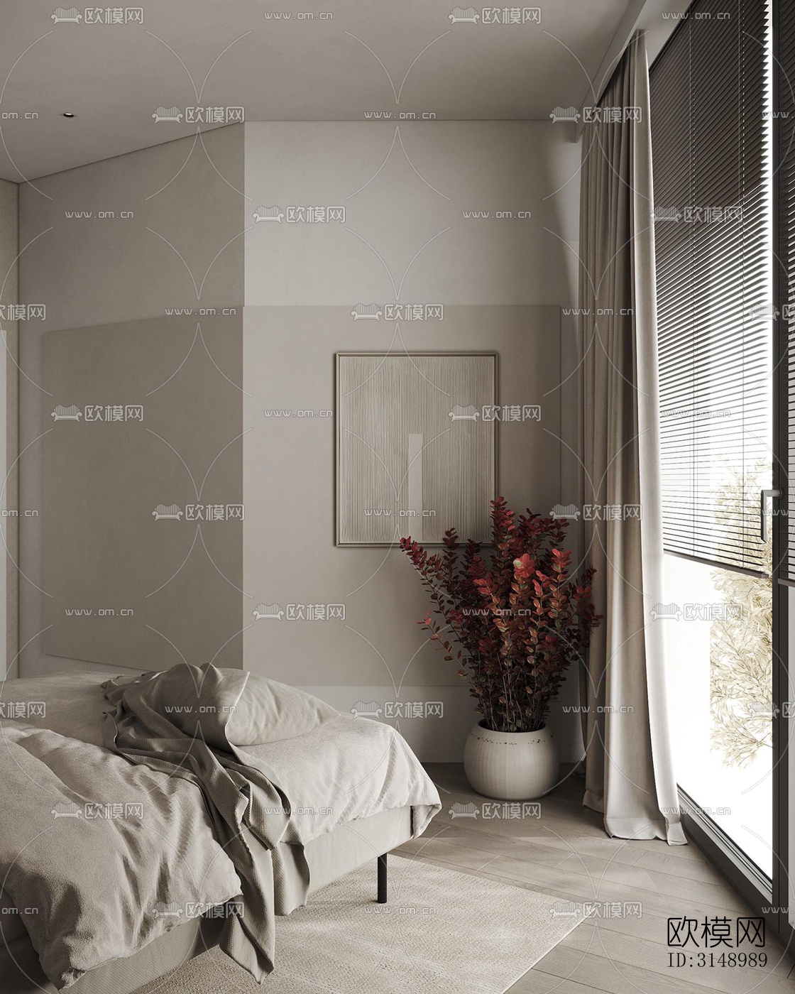 奶油风平层效果图下载（渲染图18）