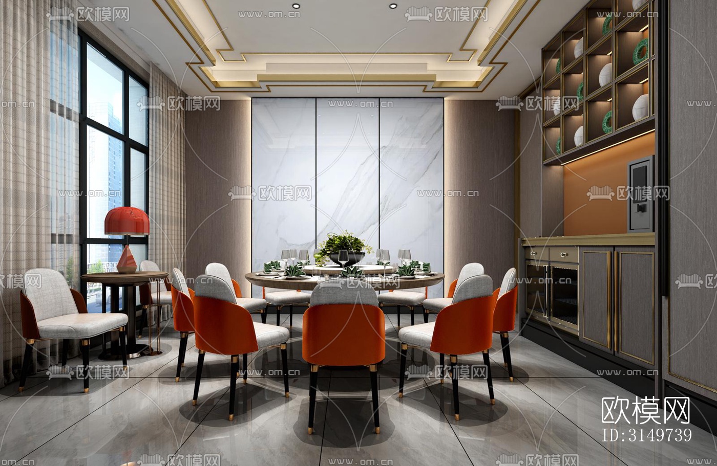 欧式中餐厅效果图下载（渲染图6）