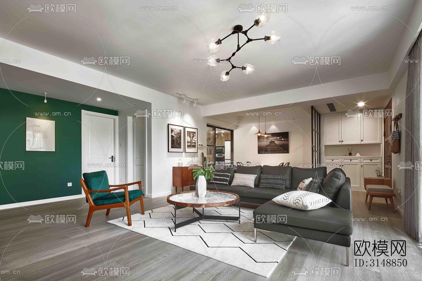 北欧平层效果图下载（渲染图1）