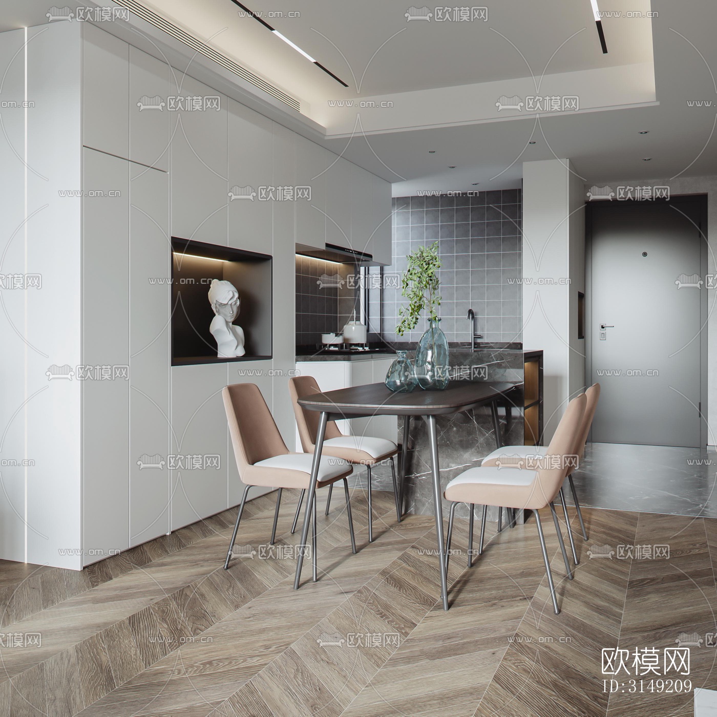 现代平层效果图下载（渲染图1）