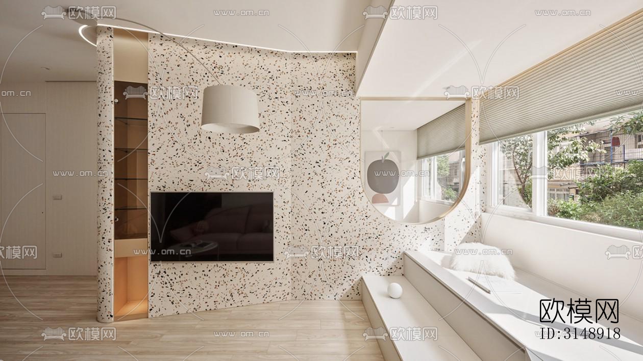 奶油风平层效果图下载（渲染图8）