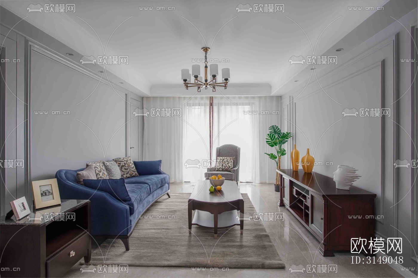 欧式平层效果图下载（渲染图1）