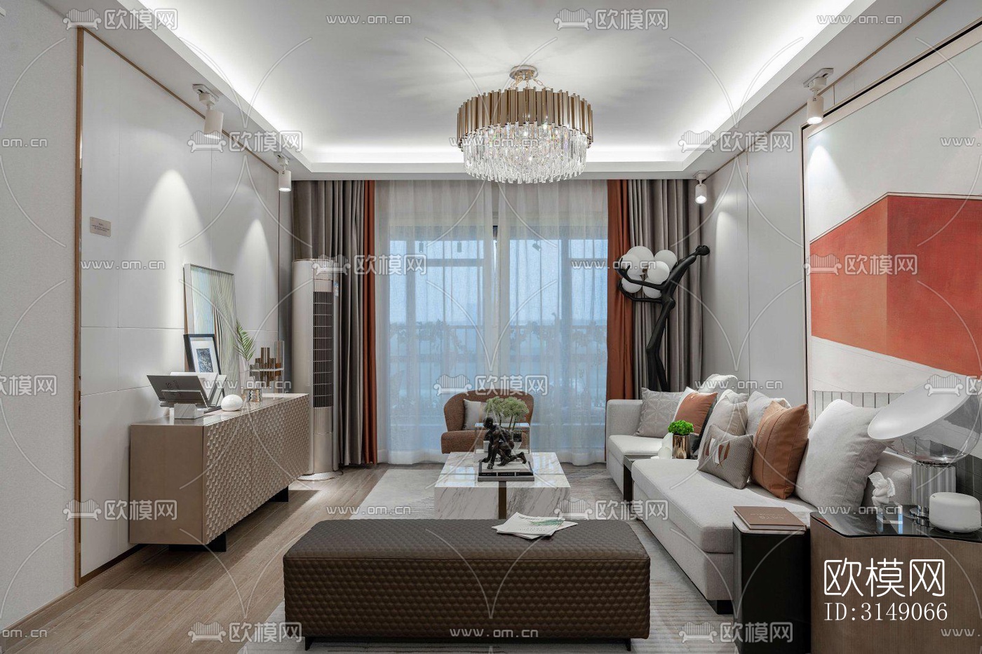 欧式平层效果图下载（渲染图2）