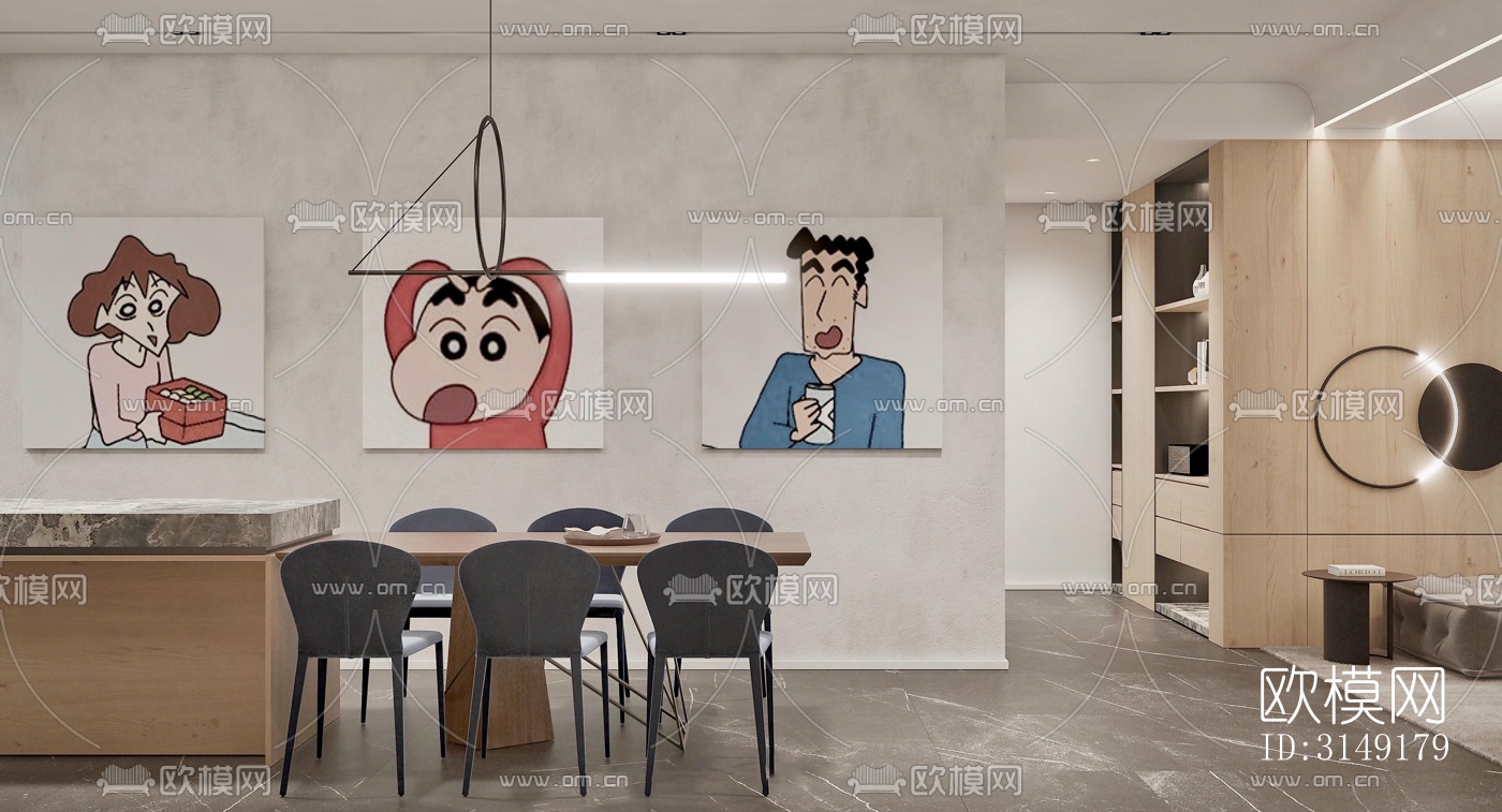 现代平层效果图下载（渲染图1）