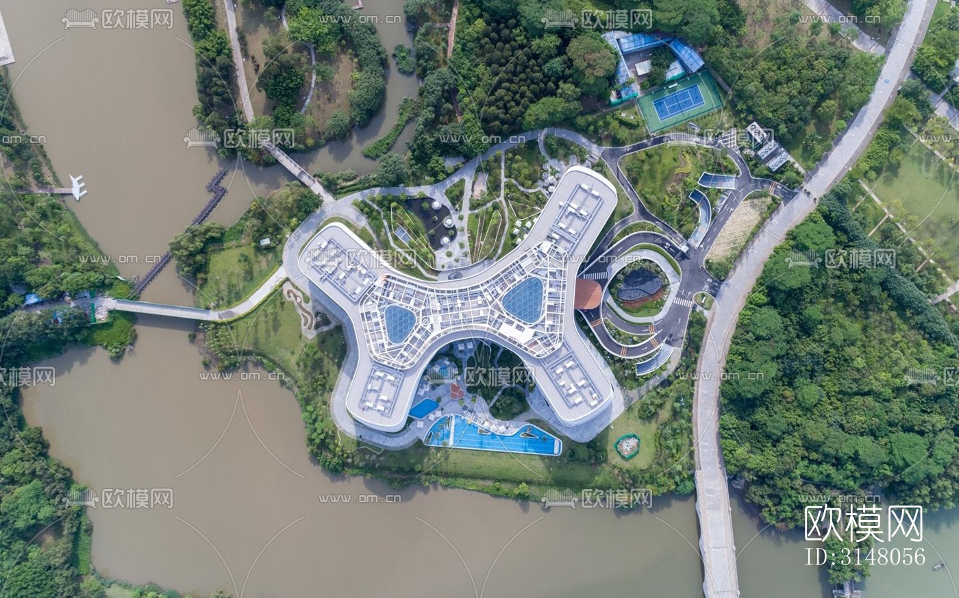 现代酒店民宿效果图下载（渲染图3）