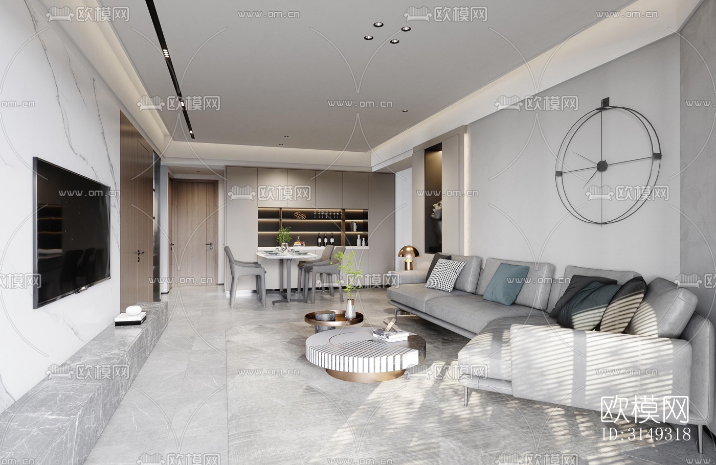 现代平层效果图下载（渲染图6）