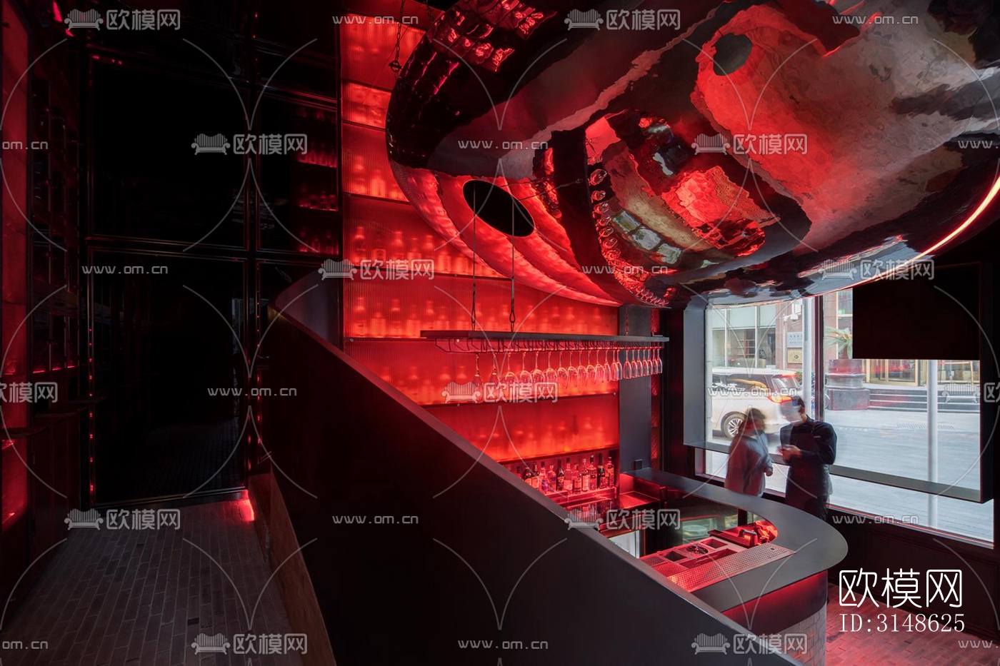 高级灰酒吧效果图下载（渲染图10）