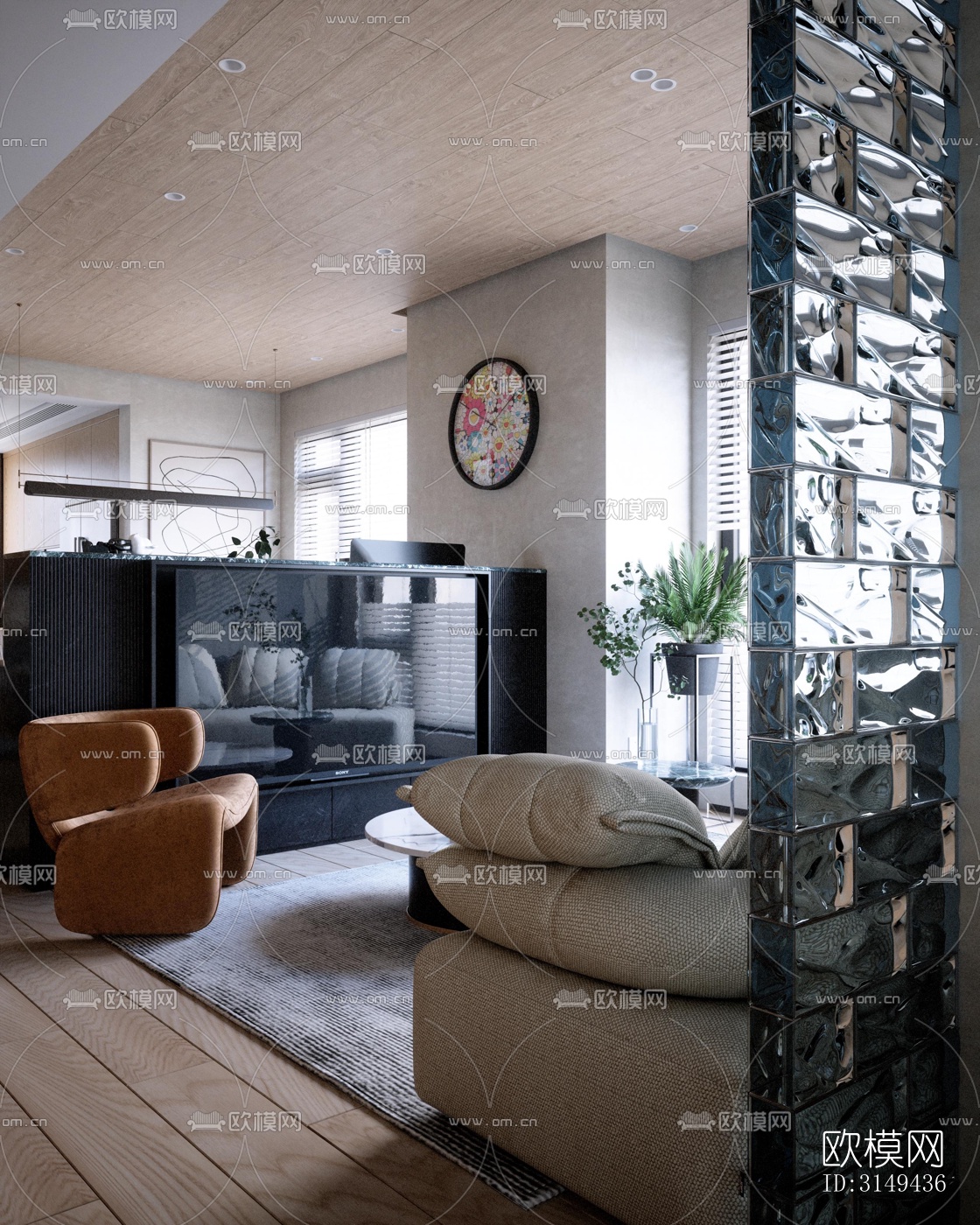 现代平层效果图下载（渲染图5）