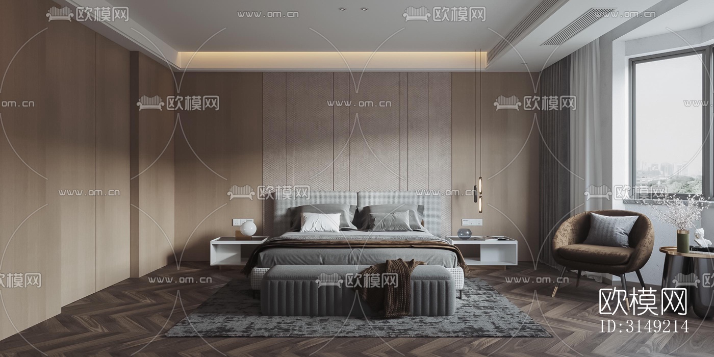 现代平层效果图下载（渲染图9）