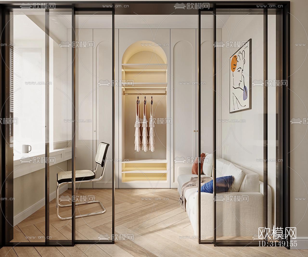 法式平层效果图下载（渲染图2）