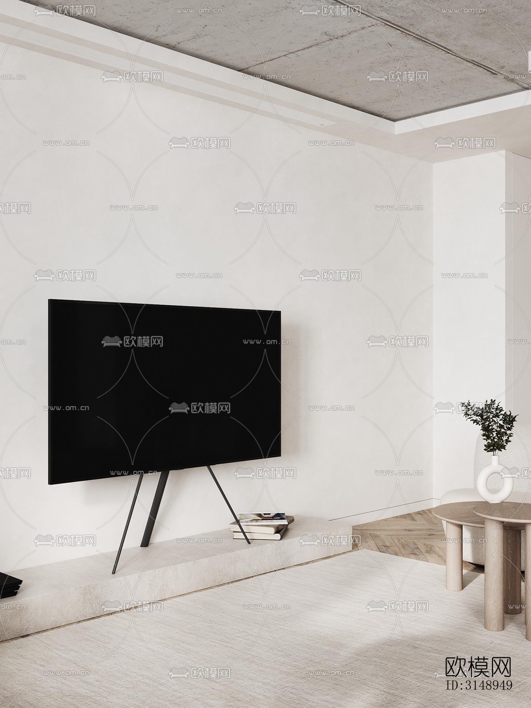 奶油风平层效果图下载（渲染图5）