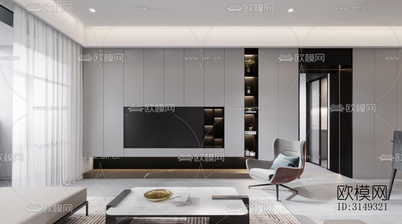 现代平层效果图下载（渲染图7）