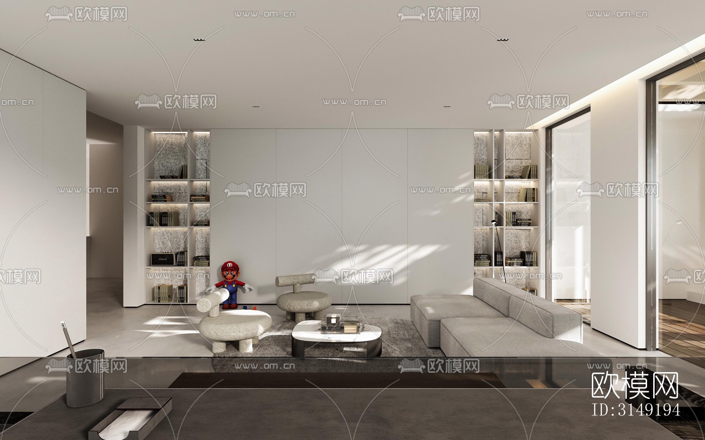 现代平层效果图下载（渲染图6）