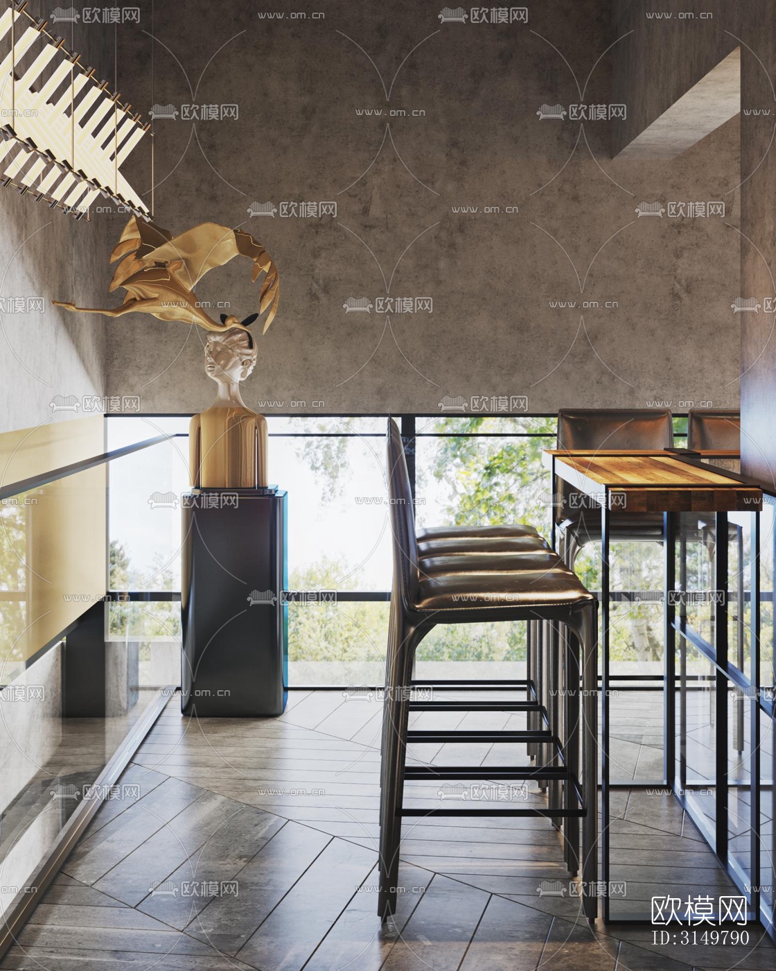 工业风咖啡奶茶效果图下载（渲染图3）