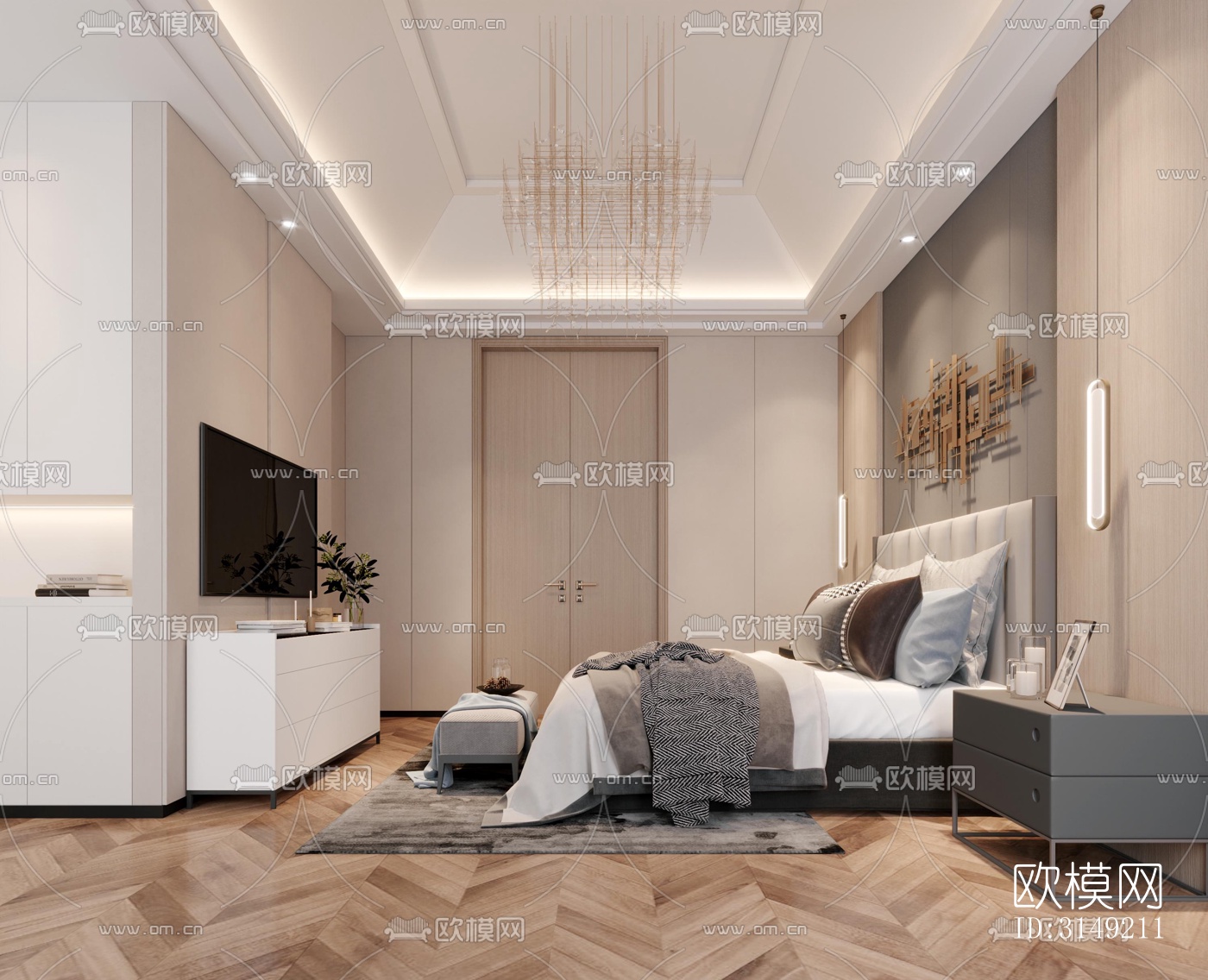 现代平层效果图下载（渲染图10）