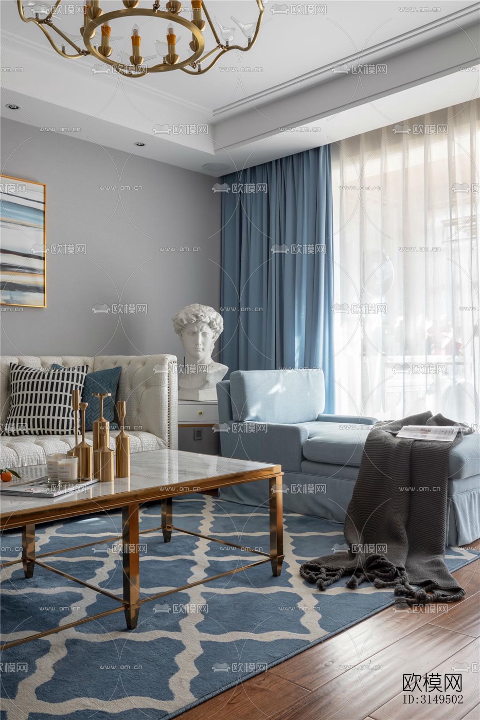 美式平层效果图下载（渲染图2）