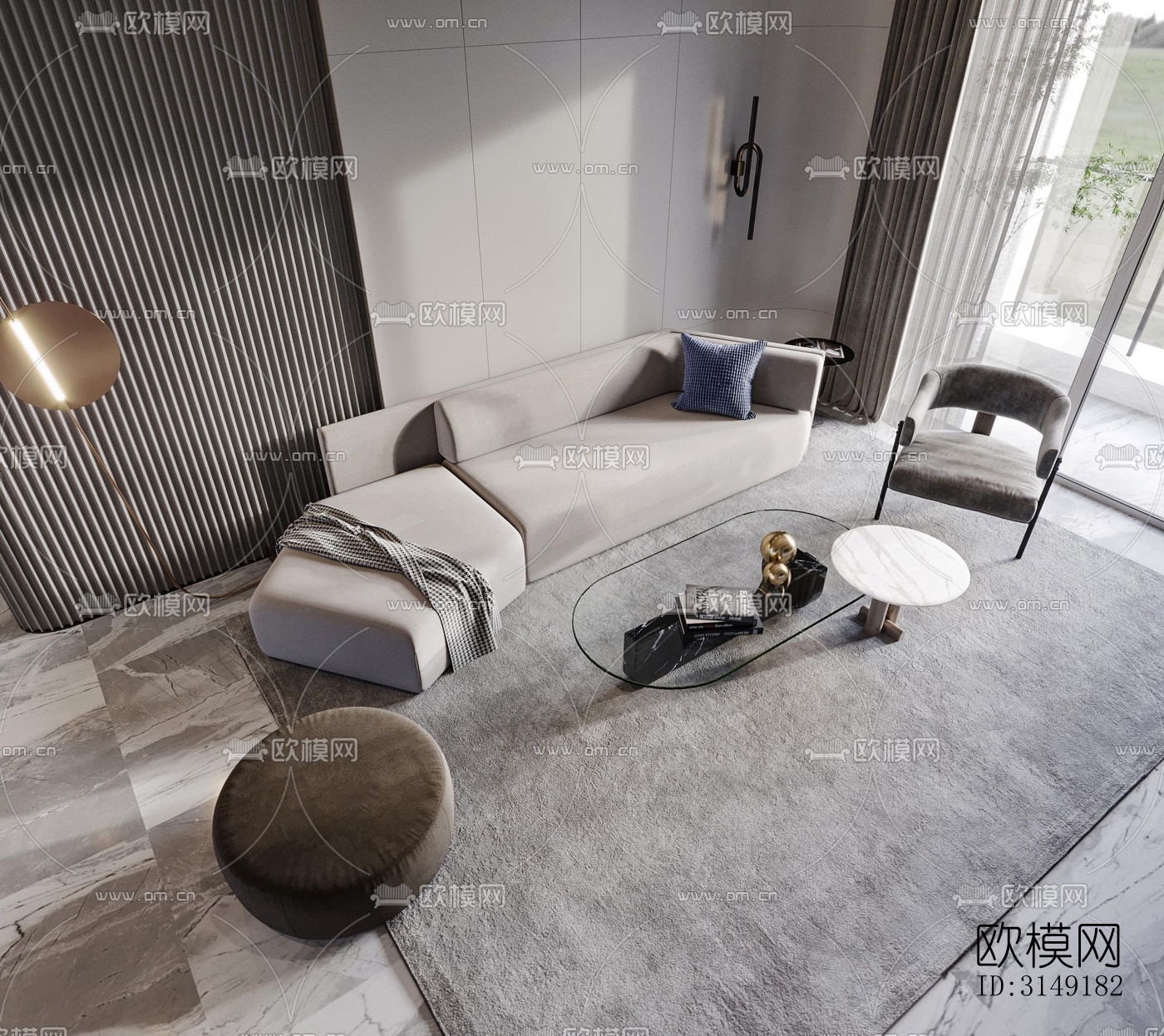 现代平层效果图下载（渲染图8）