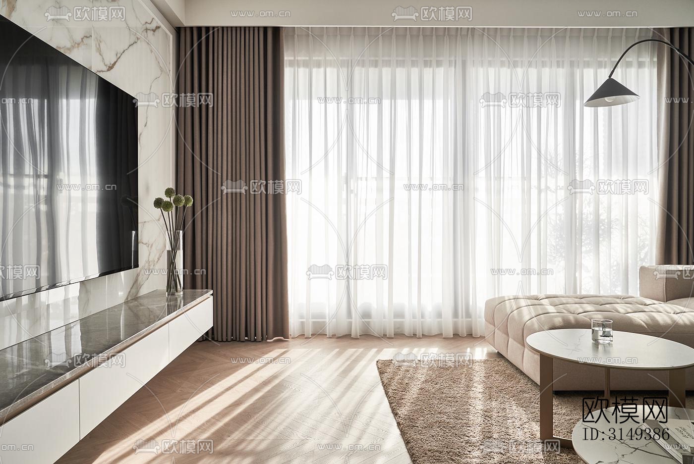 现代平层效果图下载（渲染图4）