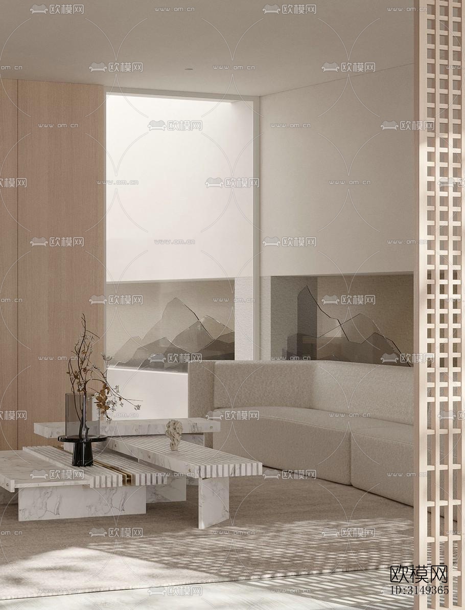 现代平层效果图下载（渲染图7）