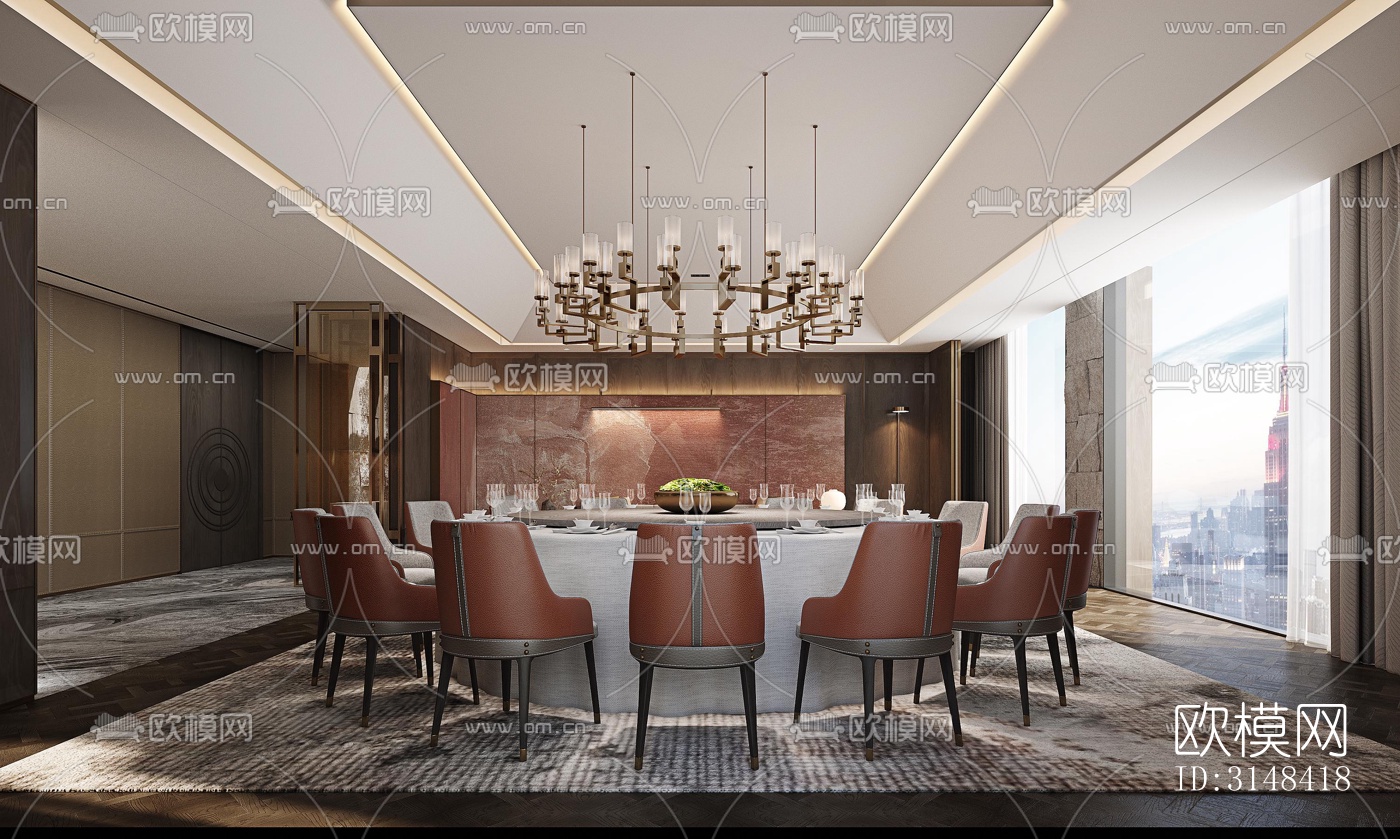 新中式养生会所效果图下载（渲染图1）