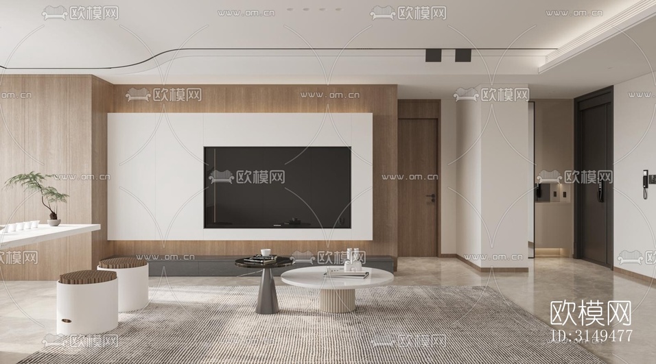 现代平层效果图下载(渲染图4)