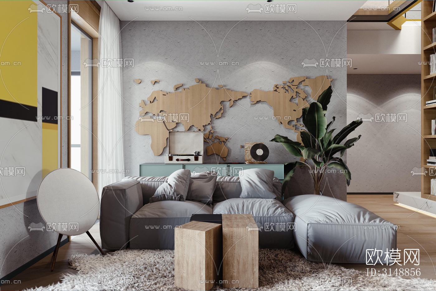 北欧平层效果图下载（渲染图2）