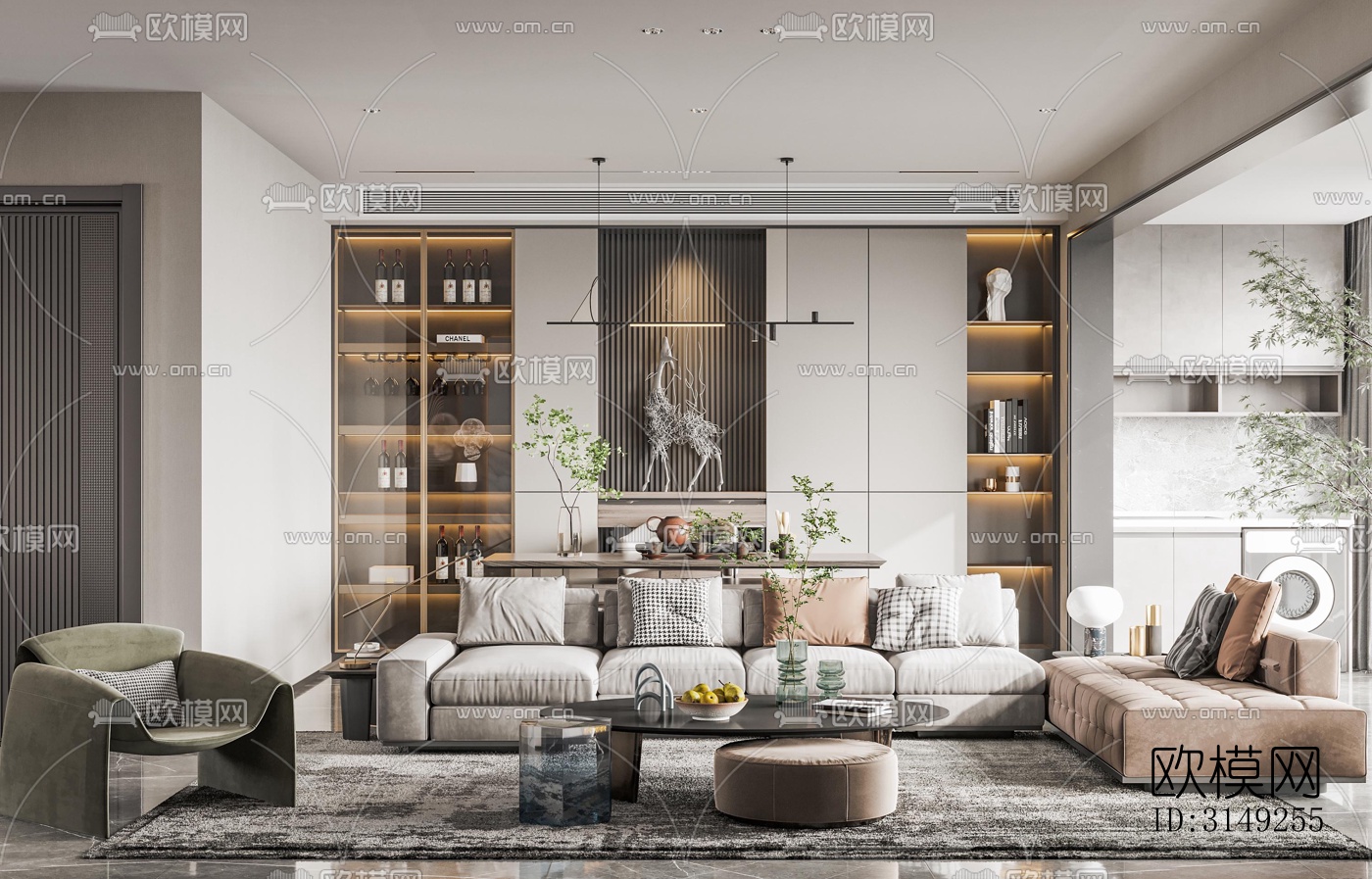 现代平层效果图下载（渲染图5）