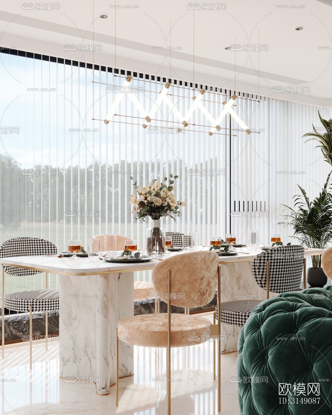 法式平层效果图下载（渲染图3）